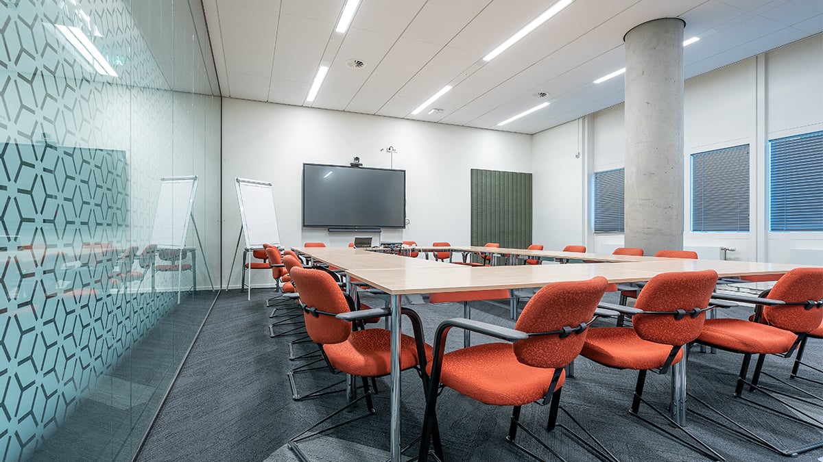 Office meeting room with LED lighting meeting OSHA lighting standards