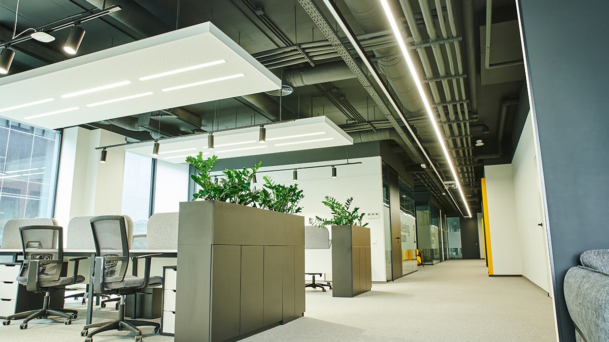 Office with soft LED lighting