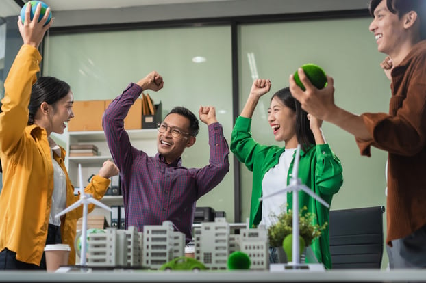 happy people on a successful business meeting