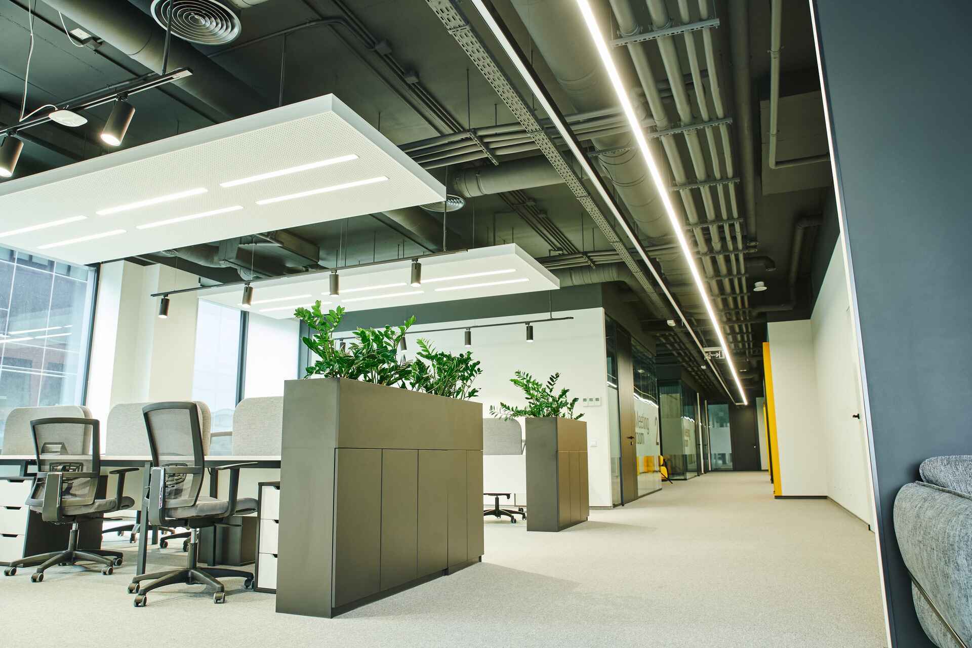 office with modern furniture and lighting