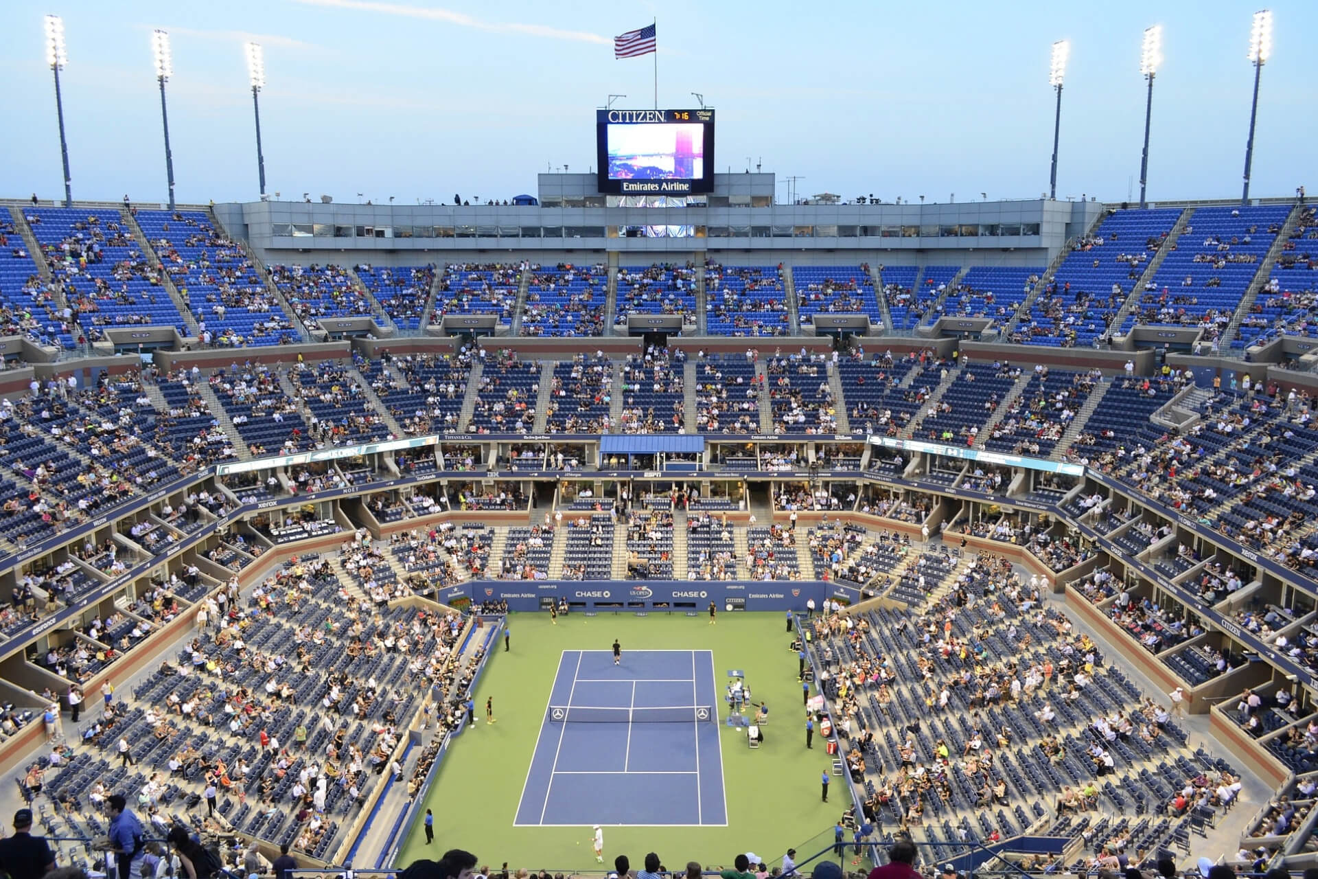 tennis court with LED lighting